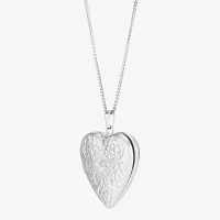 Womens Diamond Accent Natural White Diamond Sterling Silver Heart Locket Necklace