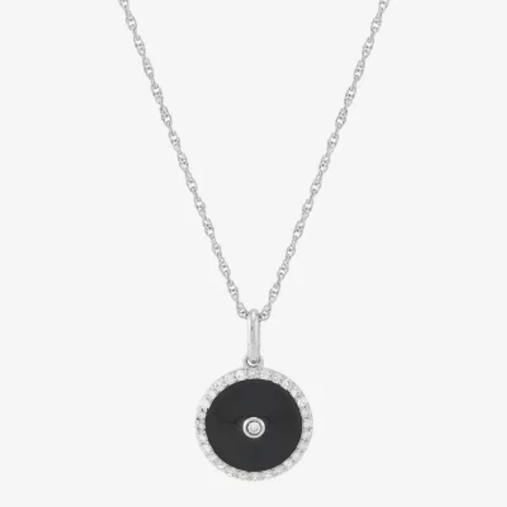 Womens 1/5 CT. Natural White Diamond Sterling Silver Round Pendant Necklaces