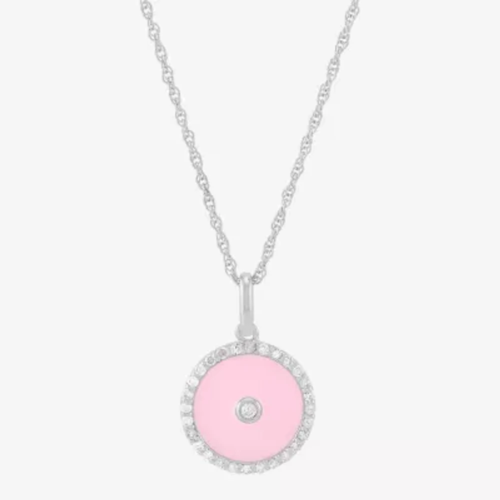 Womens 1/5 CT. Natural White Diamond Sterling Silver Round Pendant Necklace