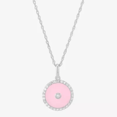 Womens 1/5 CT. Natural White Diamond Sterling Silver Round Pendant Necklace