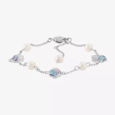 Cupcake White Cultured Freshwater Pearl Sterling Silver Charm Bracelet