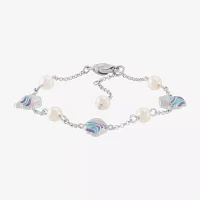 Cupcake White Cultured Freshwater Pearl Sterling Silver Charm Bracelet