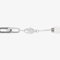White Cultured Freshwater Pearl Sterling Silver Charm Bracelet