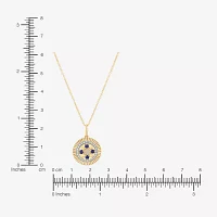 Womens Diamond Accent Lab Created White Opal 10K Gold Round Pendant Necklaces