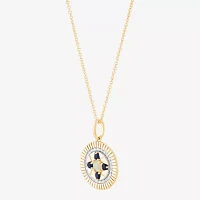 Womens Diamond Accent Lab Created White Opal 10K Gold Round Pendant Necklaces
