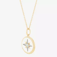 Womens Diamond Accent Lab Created White Opal 10K Gold Star Pendant Necklace