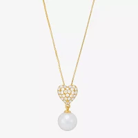 Womens Dyed White Cultured Freshwater Pearl 14K Gold Over Silver Heart Pendant Necklaces