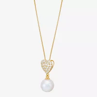 Womens Dyed White Cultured Freshwater Pearl 14K Gold Over Silver Heart Pendant Necklaces