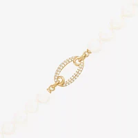 Womens Dyed White Cultured Freshwater Pearl 14K Gold Over Silver Strand Bracelet