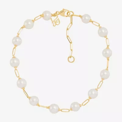 Womens 14K Gold Over Silver 8 Inch Paperclip Chain Bracelet