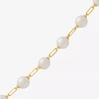 Womens 14K Gold Over Silver 8 Inch Paperclip Chain Bracelet