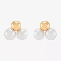 Dyed White Cultured Freshwater Pearl 14K Gold Over Silver 13.6mm Stud Earrings