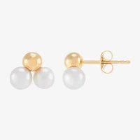 Dyed White Cultured Freshwater Pearl 14K Gold Over Silver 13.6mm Stud Earrings