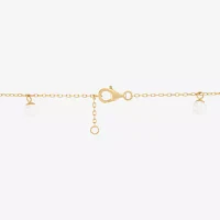 Dyed White Cultured Freshwater Pearl 14K Gold Over Silver Charm Bracelet