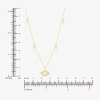 Womens Dyed White Cultured Freshwater Pearl 14K Gold Over Silver Evil Eye Pendant Necklaces