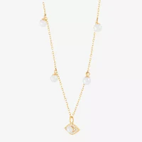 Womens Dyed White Cultured Freshwater Pearl 14K Gold Over Silver Evil Eye Pendant Necklaces