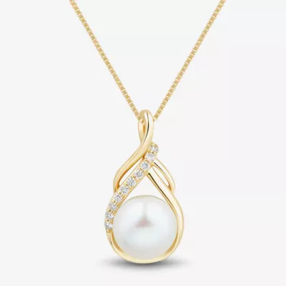 Womens White Cultured Freshwater Pearl 14K Gold Over Silver Sterling Silver Pendant Necklaces
