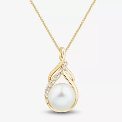 Womens White Cultured Freshwater Pearl 14K Gold Over Silver Sterling Silver Pendant Necklaces