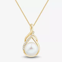Womens White Cultured Freshwater Pearl 14K Gold Over Silver Sterling Silver Pendant Necklaces
