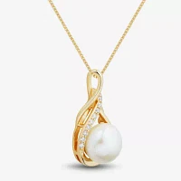 Womens White Cultured Freshwater Pearl 14K Gold Over Silver Sterling Silver Pendant Necklaces