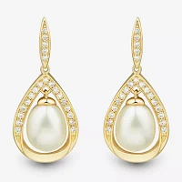 Womens White Cultured Freshwater Pearl 14K Gold Over Silver Sterling Silver Drop Earrings