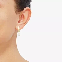 Lab Created White Cultured Freshwater Pearl 14K Gold Over Silver Sterling Silver Round Drop Earrings