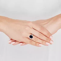 Womens Gemstone & 3/8 CT. T.W. Lab-Grown Diamond Sterling Silver Oval 3-Stone Cocktail Ring