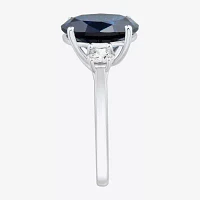 Womens Gemstone & 3/8 CT. T.W. Lab-Grown Diamond Sterling Silver Oval 3-Stone Cocktail Ring