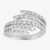 (H-I/Si2) Womens 2.5MM 1 1/2 CT. T.W. Lab Grown White Diamond 10K Gold Bypass  Band
