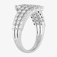 (H-I/Si2) Womens 2.5MM 1 1/2 CT. T.W. Lab Grown White Diamond 10K Gold Bypass  Band