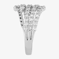 (H-I/Si2) Womens 2.5MM 1 1/2 CT. T.W. Lab Grown White Diamond 10K Gold Bypass  Band