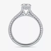Signature By Modern Bride (F / Si1) Womens 1 3/4 CT. T.W. Lab Grown White Diamond 10K White Gold Round Side Stone Engagement Ring