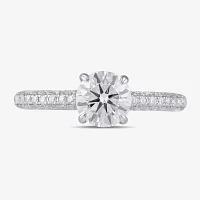 Signature By Modern Bride (F / Si1) Womens 1 3/4 CT. T.W. Lab Grown White Diamond 10K White Gold Round Side Stone Engagement Ring