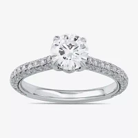 Signature By Modern Bride (F / Si1) Womens 1 3/4 CT. T.W. Lab Grown White Diamond 10K White Gold Round Side Stone Engagement Ring