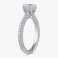 Signature By Modern Bride (F / Si1) Womens 1 3/4 CT. T.W. Lab Grown White Diamond 10K White Gold Round Side Stone Engagement Ring