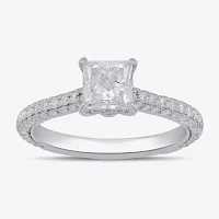 Signature By Modern Bride (F / Si1) Womens 1 3/4 CT. T.W. Lab Grown White Diamond 10K White Gold Side Stone Engagement Ring