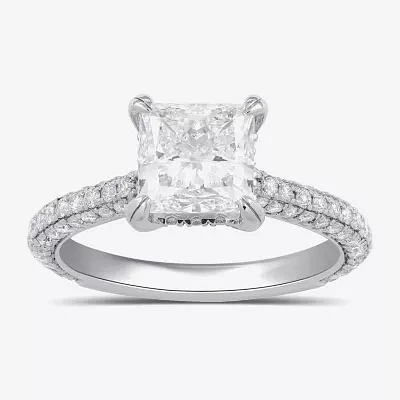 Signature By Modern Bride (F / Si1) Womens 2 3/4 CT. T.W. Lab Grown White Diamond 14K White Gold Side Stone Engagement Ring