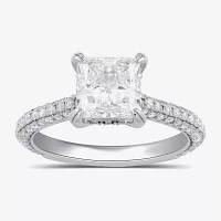 Signature By Modern Bride (F / Si1) Womens 2 3/4 CT. T.W. Lab Grown White Diamond 14K White Gold Side Stone Engagement Ring