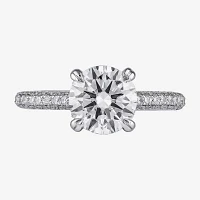 Signature By Modern Bride (F / Si1) Womens 2 3/4 CT. T.W. Lab Grown White Diamond 14K White Gold Round Side Stone Engagement Ring