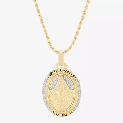 Mens White Cubic Zirconia 14K Gold Over Silver Sterling Silver Cross Pendants