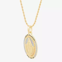 Mens White Cubic Zirconia 14K Gold Over Silver Sterling Silver Cross Pendants