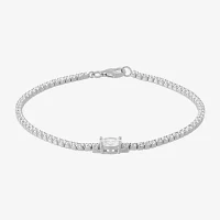 Diamonart White Cubic Zirconia Sterling Silver Oval 7.5 Inch Tennis Bracelet