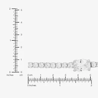 Diamonart White Cubic Zirconia Sterling Silver Oval 7.5 Inch Tennis Bracelet