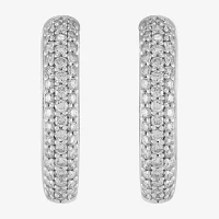 (H-I,Si2) 1 CT. T.W. Lab Grown White Diamond Sterling Silver Hoop Earrings