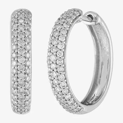 (H-I,Si2) 1 CT. T.W. Lab Grown White Diamond Sterling Silver Hoop Earrings
