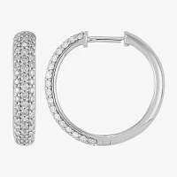 (H-I,Si2) 1 CT. T.W. Lab Grown White Diamond Sterling Silver Hoop Earrings
