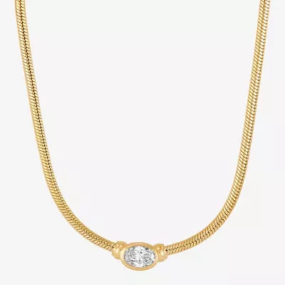 (H-I,Si2) Womens 1/2 CT. T.W. Lab Grown White Diamond 14K Gold Over Silver Sterling Silver Oval Pendant Necklace