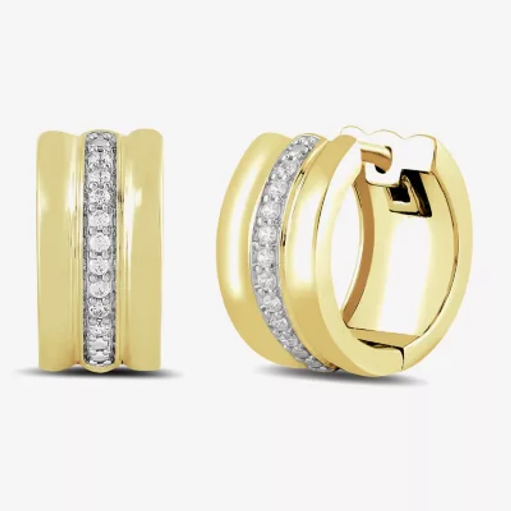 1/10 CT. T.W. Lab Grown White Diamond 14K Gold Over Silver Sterling Silver 13.7mm Hoop Earrings