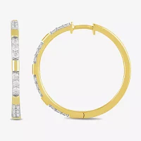 1 CT. T.W. Lab Grown White Diamond 14K Gold Over Silver Sterling Silver 33.7mm Hoop Earrings