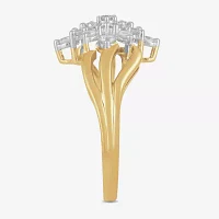 Womens 1/2 CT. T.W. Lab Grown White Diamond 14K Gold Over Silver Sterling Cluster Cocktail Ring